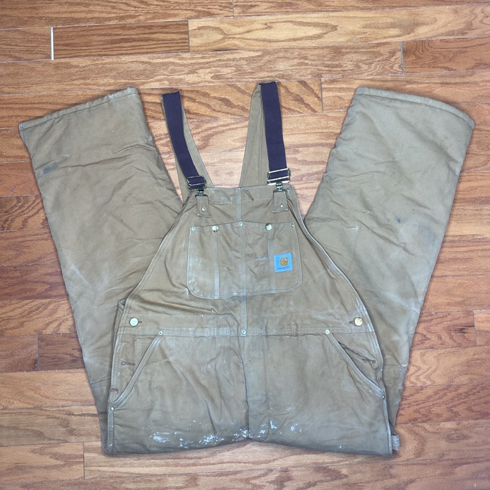 Vintage Carhartt Double Knee Insulated Bibs Overalls: Size 40x30